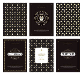 Merry Christmas greeting cards templates and patterns backgrounds