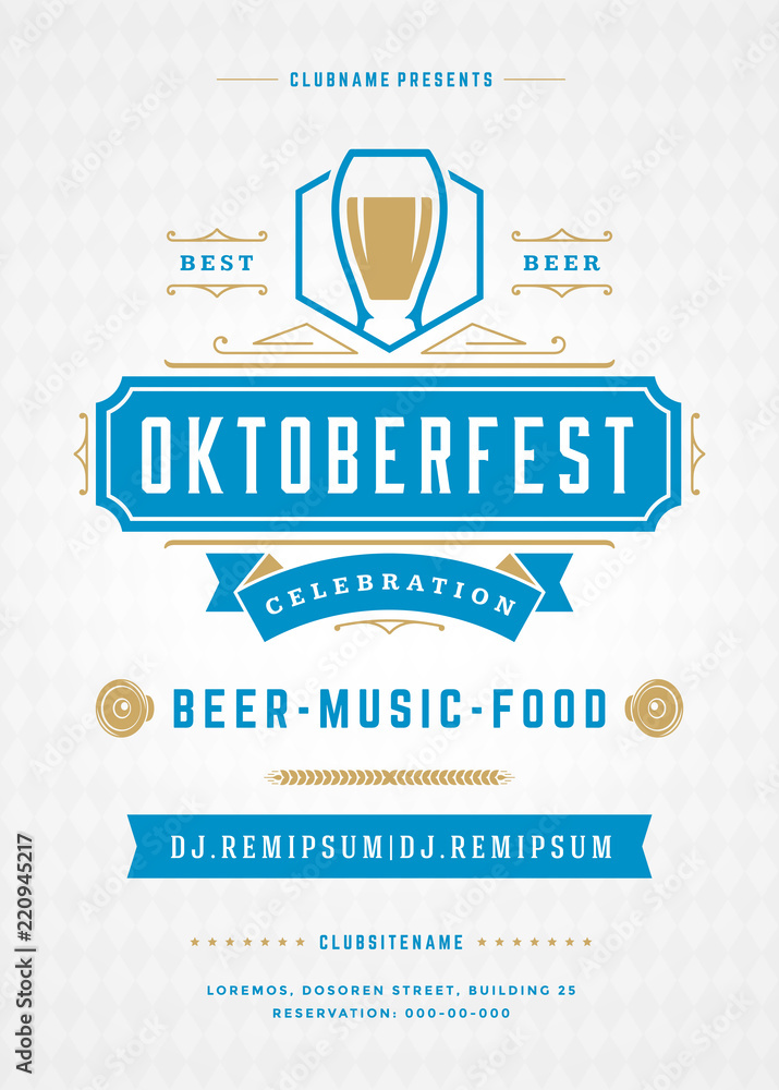 Wall mural Oktoberfest beer festival celebration retro typography poster or flyer