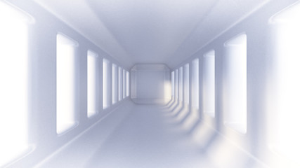 Light white empty interior with stone floor. 3d illustration, 3d rendering.