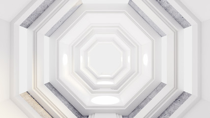 Obraz premium Fantastic futuristic space interior of the tunnel. 3d illustration, 3d rendering.