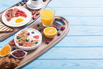 Breakfast  on rustic table