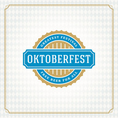 Oktoberfest beer festival celebration vintage greeting card or poster