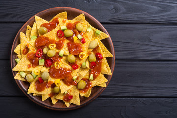 Nachos with sauce salsa