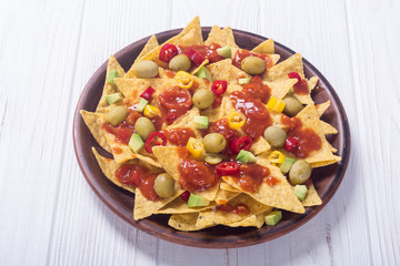 Nachos with sauce salsa