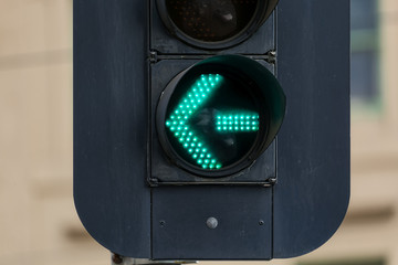Green arrow left-turn traffic signal