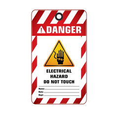 Vector,illustration graphic style,Danger Electrical Hazard Tag,Red and white rectangle Warning Dangerous icon on white background,Attracting attention Security First sign,Idea for presentation,EPS 10.