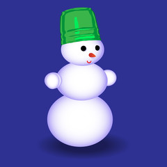 Snowman for New Year congratulations on blue background, isolated vector illustration