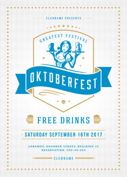 Oktoberfest beer festival celebration retro typography poster or flyer