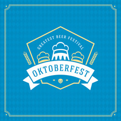 Oktoberfest beer festival celebration vintage greeting card or poster