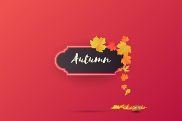 Autumn abstract frame layout decorate with leaves for shopping sale or promo poster and frame leaflet or web banner.Vector illustration