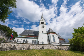 Fototapeta na wymiar St. Martin's Parish Church, Bled, Triglav National Park, Upper Carniolan, Slovenia, Europe