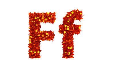 Foliage autumn berries font. 3d illustration, 3d rendering.