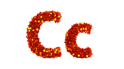 Foliage autumn berries font. 3d illustration, 3d rendering.