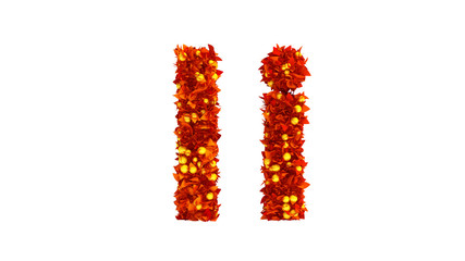 Foliage autumn berries font. 3d illustration, 3d rendering.