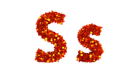 Foliage autumn berries font. 3d illustration, 3d rendering.