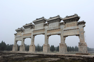 Fototapeta na wymiar Memorial arch in the Eastern Royal Tombs of the Qing Dynasty, china