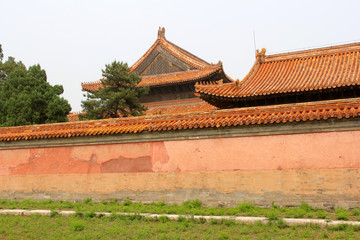 Fototapeta na wymiar Chinese traditional style roof and walls in the Eastern Royal Tombs of the Qing Dynasty, china
