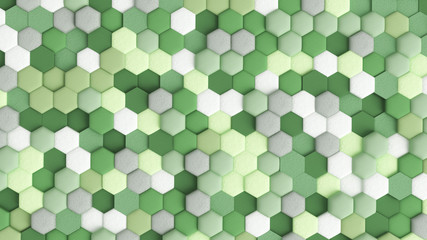 Green abstract background with hexagons. 3d illustration, 3d rendering.