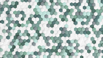 Green abstract background with hexagons. 3d illustration, 3d rendering.