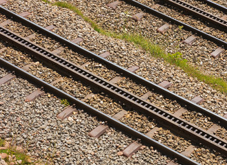 Track of the mountain rack railroad on Mt. Rigi in Switzerland