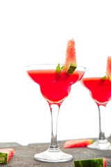 Watermelon margarita cocktail Fresh watermelon lemonade summer drink.