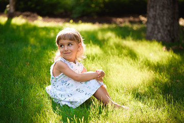 Fototapeta premium Portrait of a beautiful young little girl