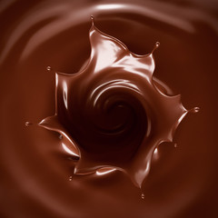 A splash of dark chocolate. 3d illustration, 3d rendering.