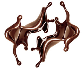 A splash of dark chocolate. 3d illustration, 3d rendering.