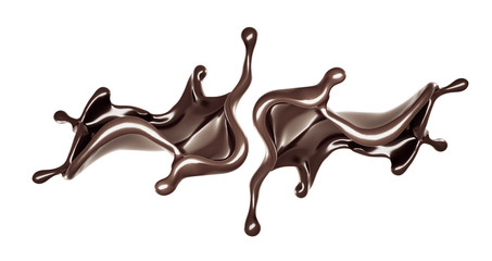 A splash of dark chocolate. 3d illustration, 3d rendering.