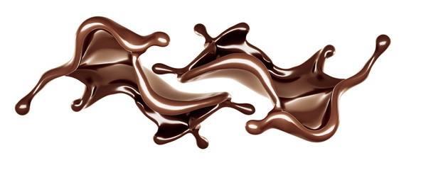 A splash of dark chocolate. 3d illustration, 3d rendering.