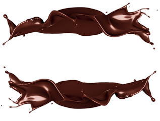 A splash of dark chocolate. 3d illustration, 3d rendering.
