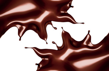A splash of dark chocolate. 3d illustration, 3d rendering.