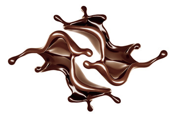 A splash of dark chocolate. 3d illustration, 3d rendering.