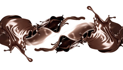 A splash of dark chocolate. 3d illustration, 3d rendering.