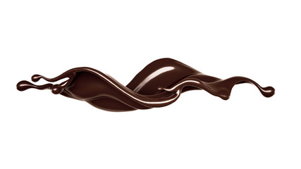 A splash of dark chocolate. 3d illustration, 3d rendering.
