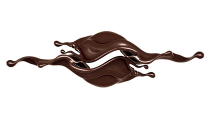 A splash of dark chocolate. 3d illustration, 3d rendering.