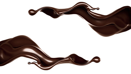 A splash of dark chocolate. 3d illustration, 3d rendering.