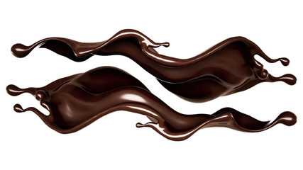 A splash of dark chocolate. 3d illustration, 3d rendering.