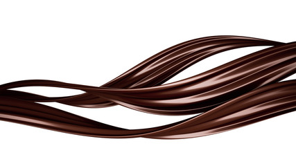 A splash of dark chocolate. 3d illustration, 3d rendering.