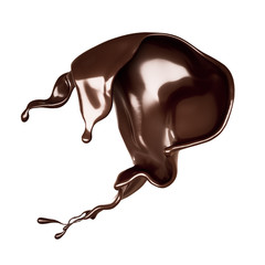 A splash of dark chocolate. 3d illustration, 3d rendering.