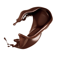 A splash of dark chocolate. 3d illustration, 3d rendering.