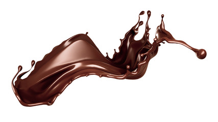 A splash of dark chocolate. 3d illustration, 3d rendering. - obrazy, fototapety, plakaty