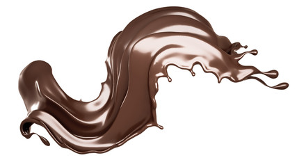 A splash of dark chocolate. 3d illustration, 3d rendering.