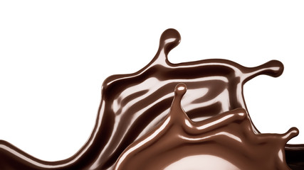 A splash of dark chocolate. 3d illustration, 3d rendering.