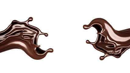 A splash of dark chocolate. 3d illustration, 3d rendering.