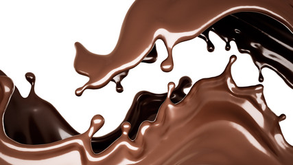 A splash of dark chocolate. 3d illustration, 3d rendering.