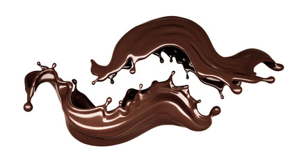 A splash of dark chocolate. 3d illustration, 3d rendering.