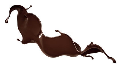 A splash of dark chocolate. 3d illustration, 3d rendering.