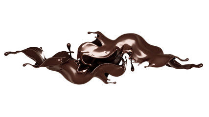 A splash of dark chocolate. 3d illustration, 3d rendering.