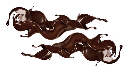 A splash of dark chocolate. 3d illustration, 3d rendering.